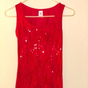 Red sequin cotton tank